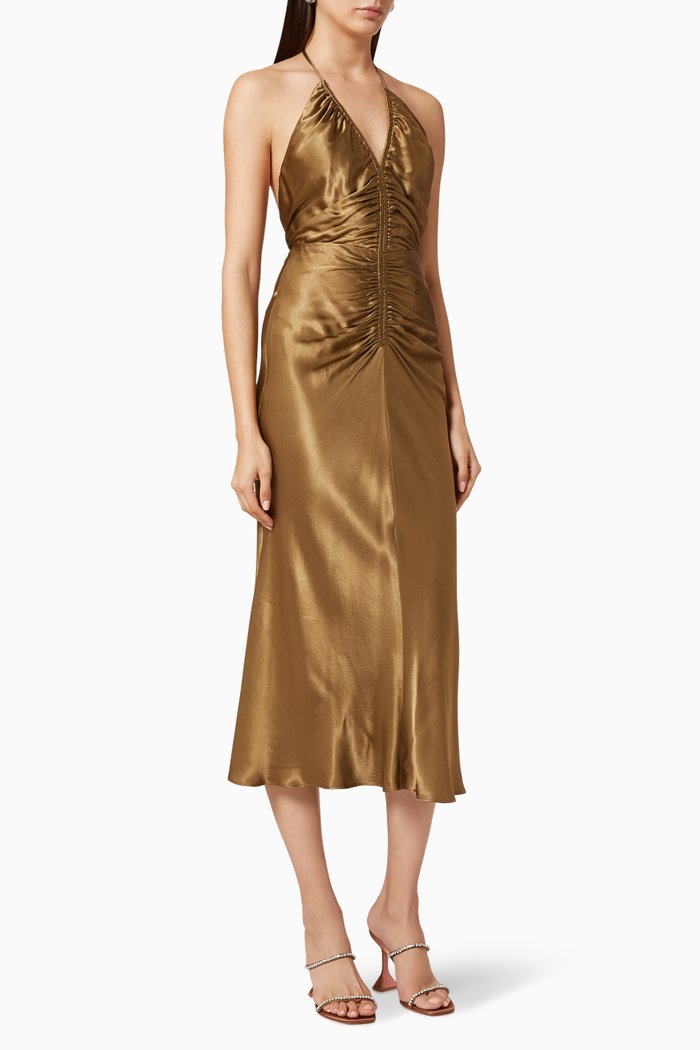 

Gala Halter Midi Dress, Brown