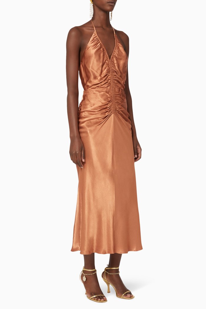 

Gala Halter Midi Dress, Brown