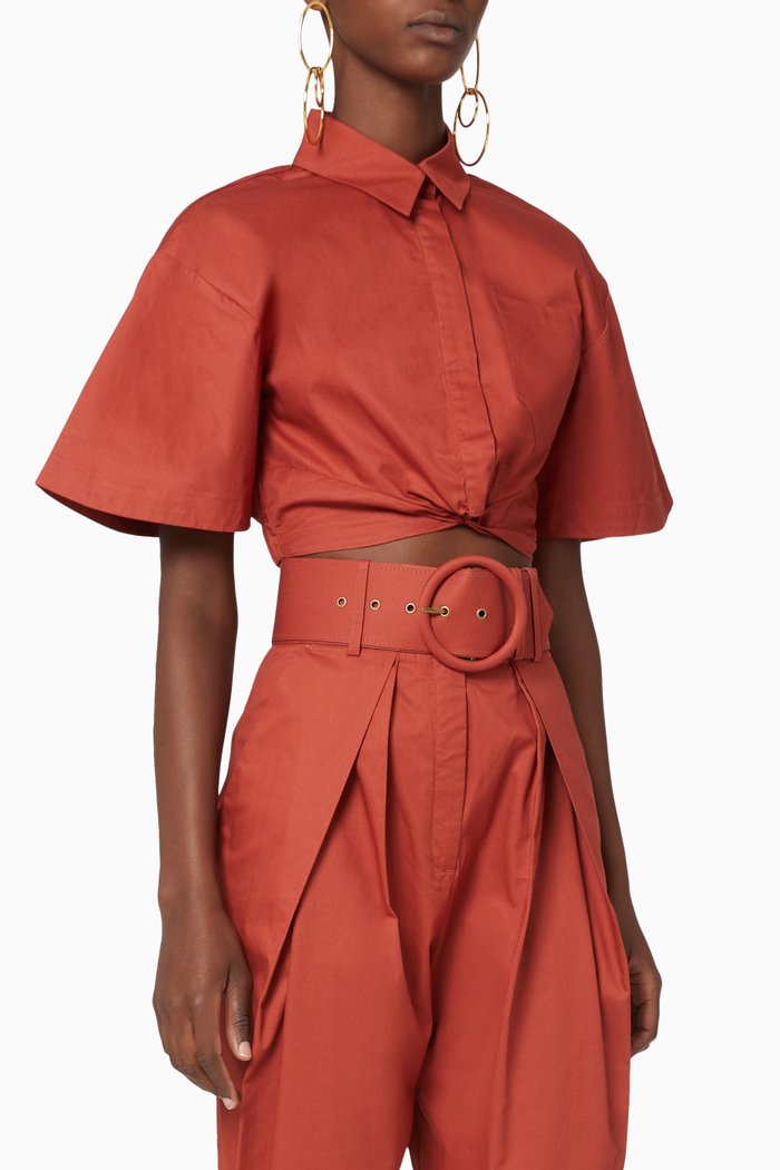 

Amaia Cotton Crop Shirt, Red