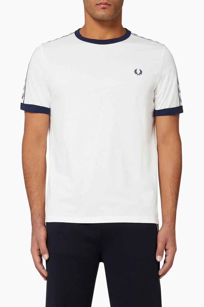 

Taped Ringer Cotton T-Shirt, White