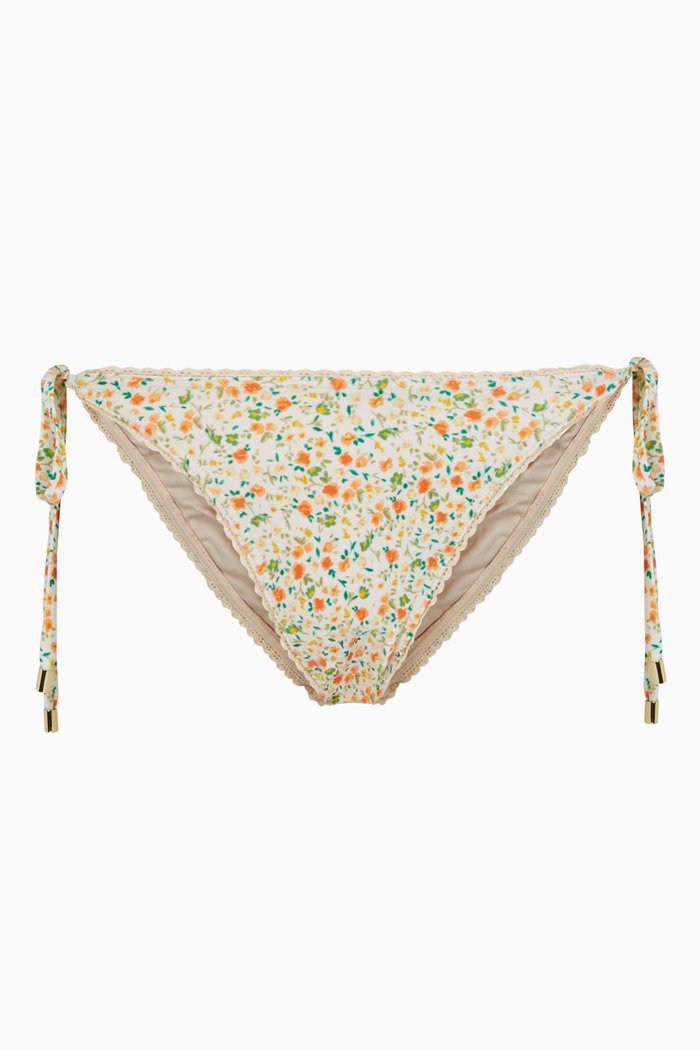 

Floral String Bikini Bottom, White