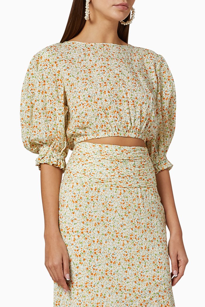 Vacation Cropped Linen Blouse, White