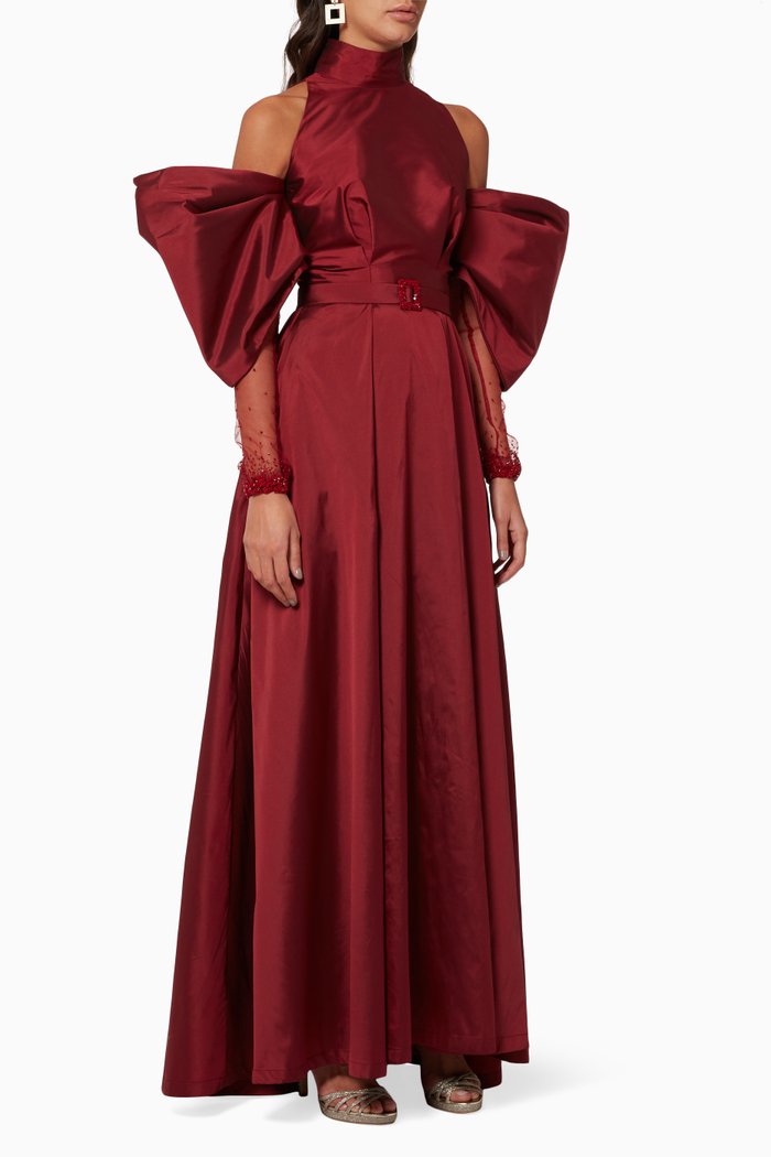 

Nigella Silk Taffeta Dress, Burgundy