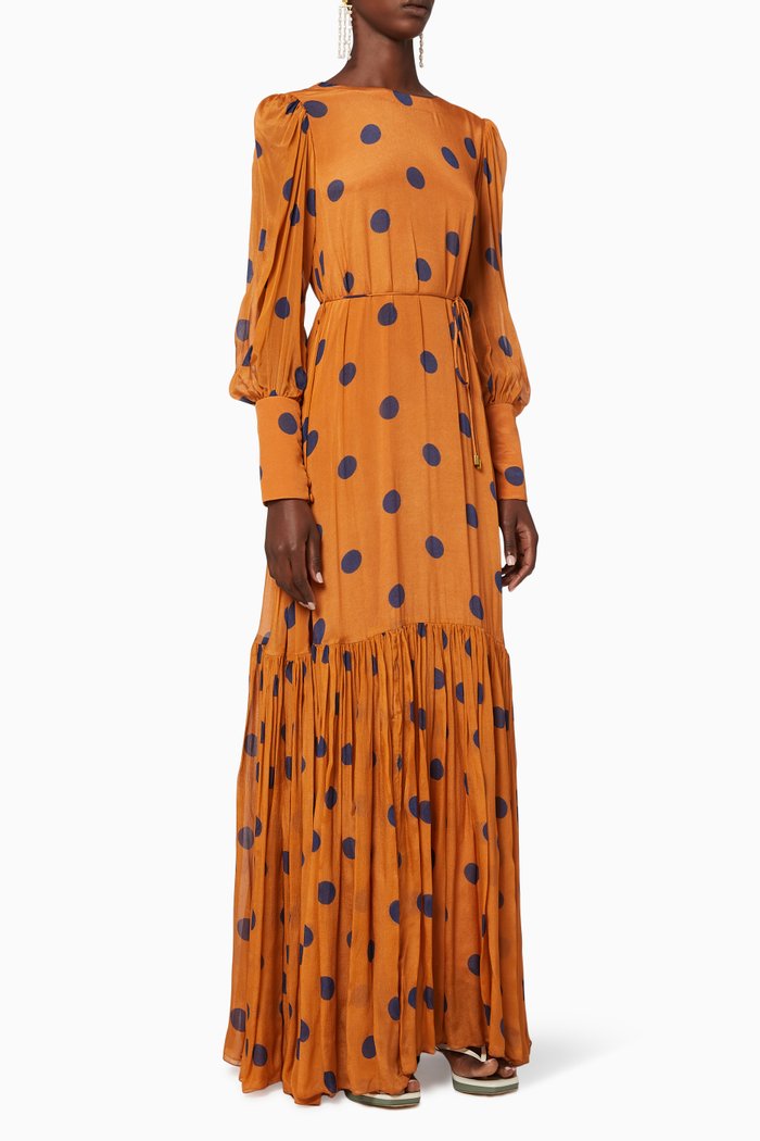 

Polka Dot Chiffon Dress, Orange