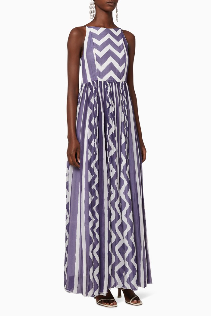 

Zig Zag Stripe Dress, Purple