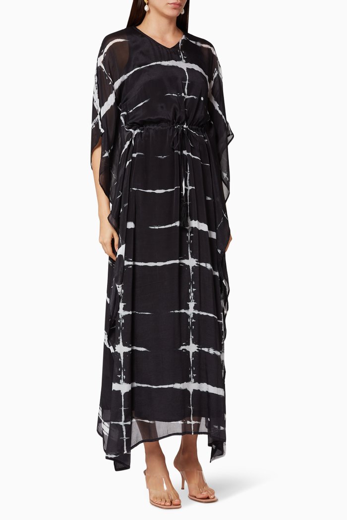 

Shibori Chiffon Kaftan, Black