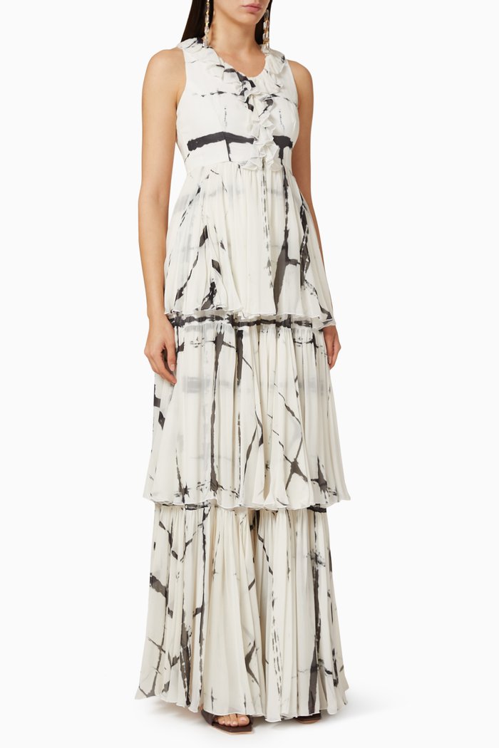 

Shibori Layered Chiffon Dress, White