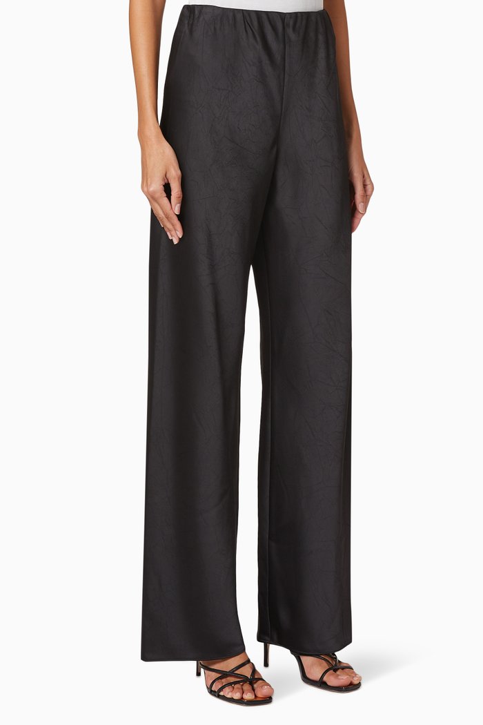 Satin Bias Pants, Black