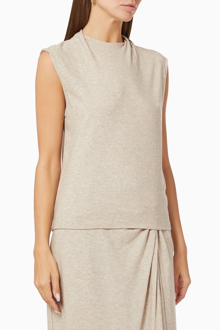 

Drape Neck Knit Shell Top, Neutral