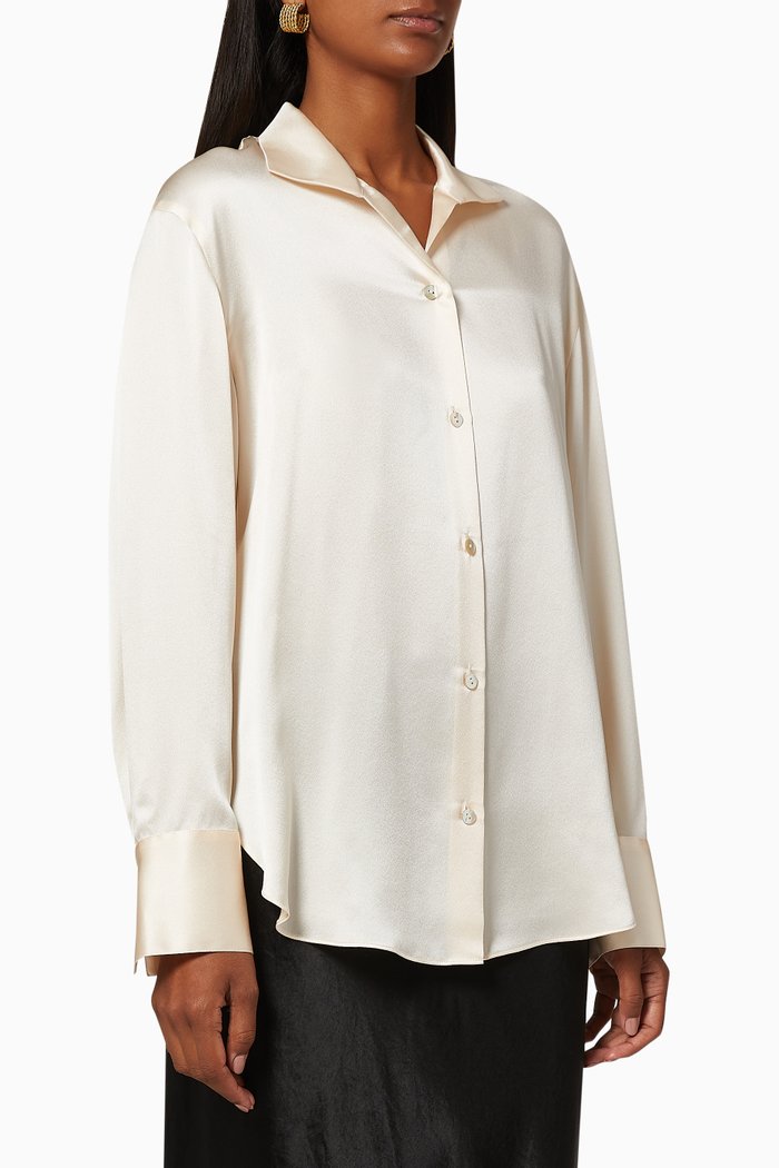 

Silk Collar Stand Blouse, Neutral