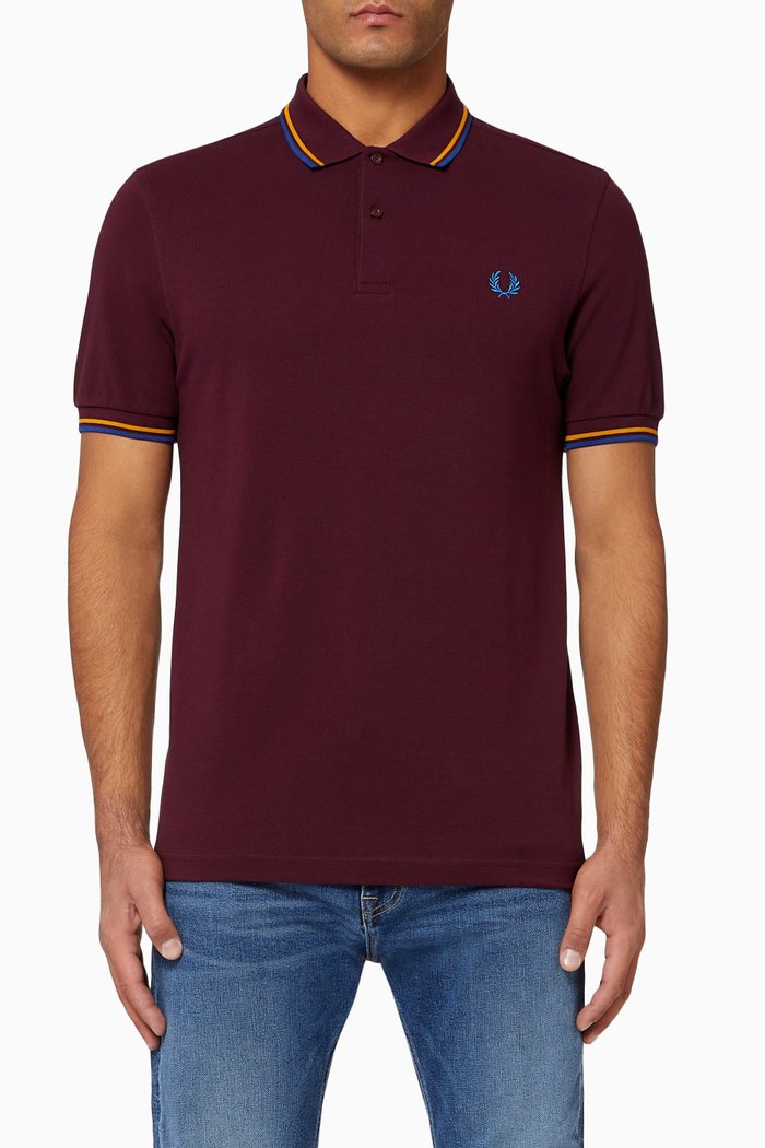 

Twin Tipped Cotton Piqué Polo, Brown