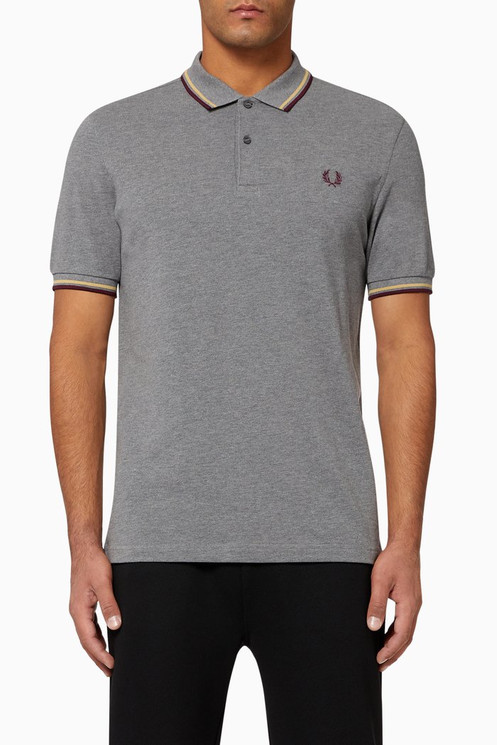 

Twin Tipped Cotton Piqué Polo, Grey