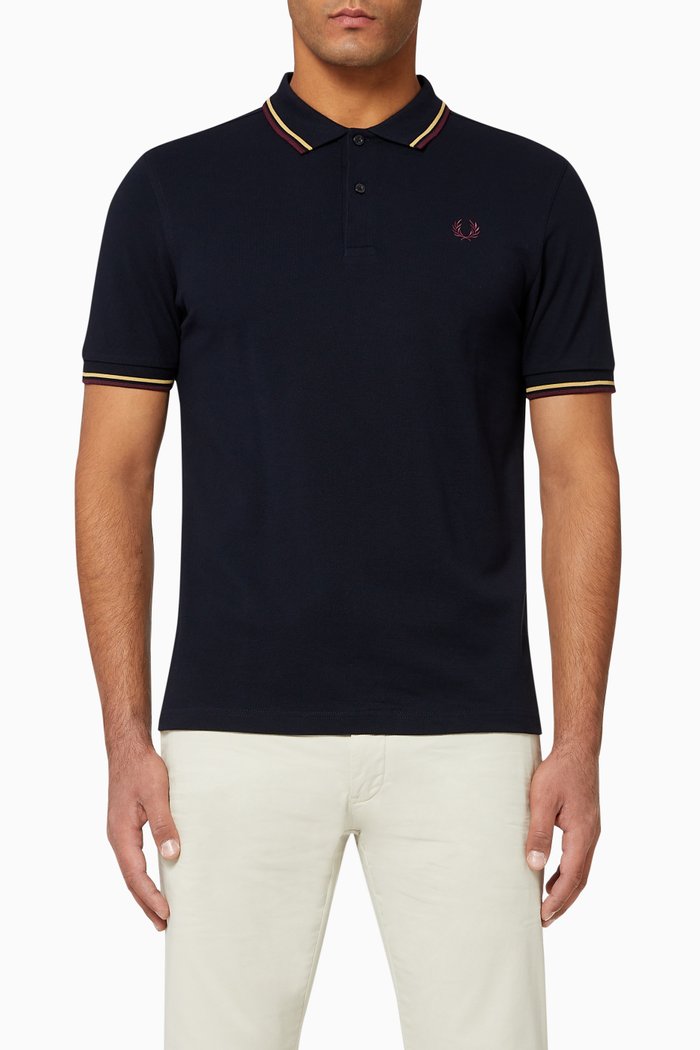 

Twin Tipped Cotton Piqué Polo, Blue
