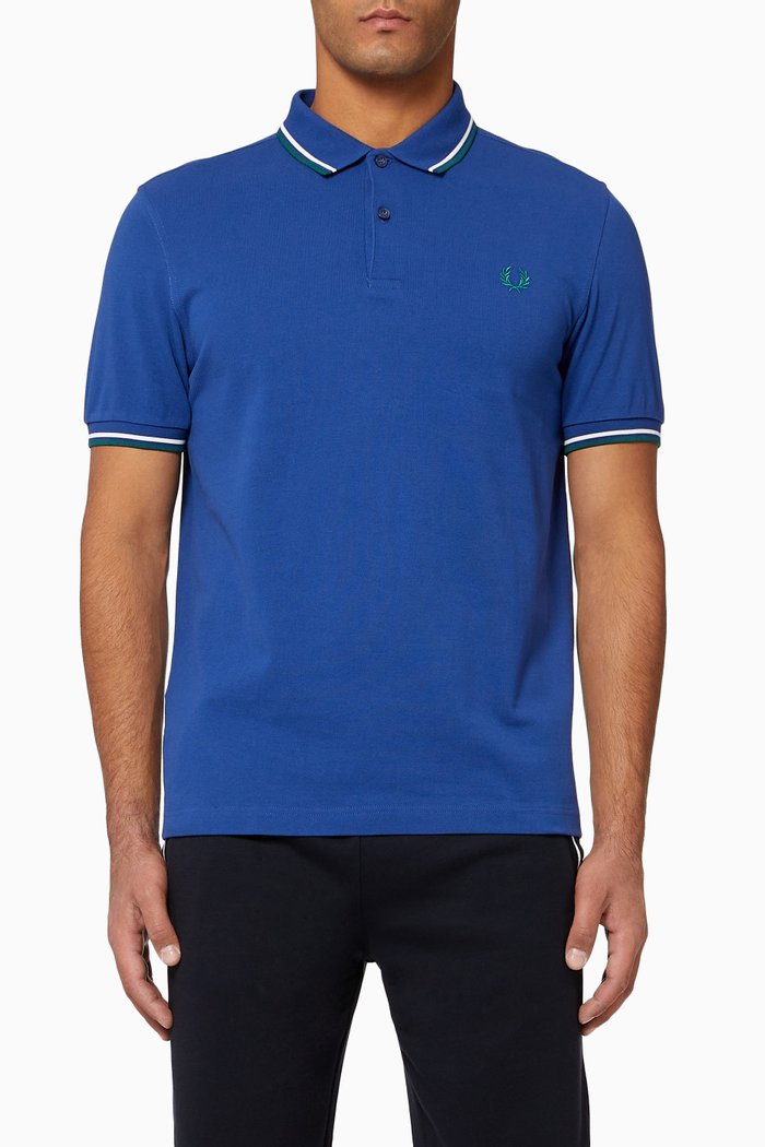 Twin Tipped Cotton Piqué Polo, Blue