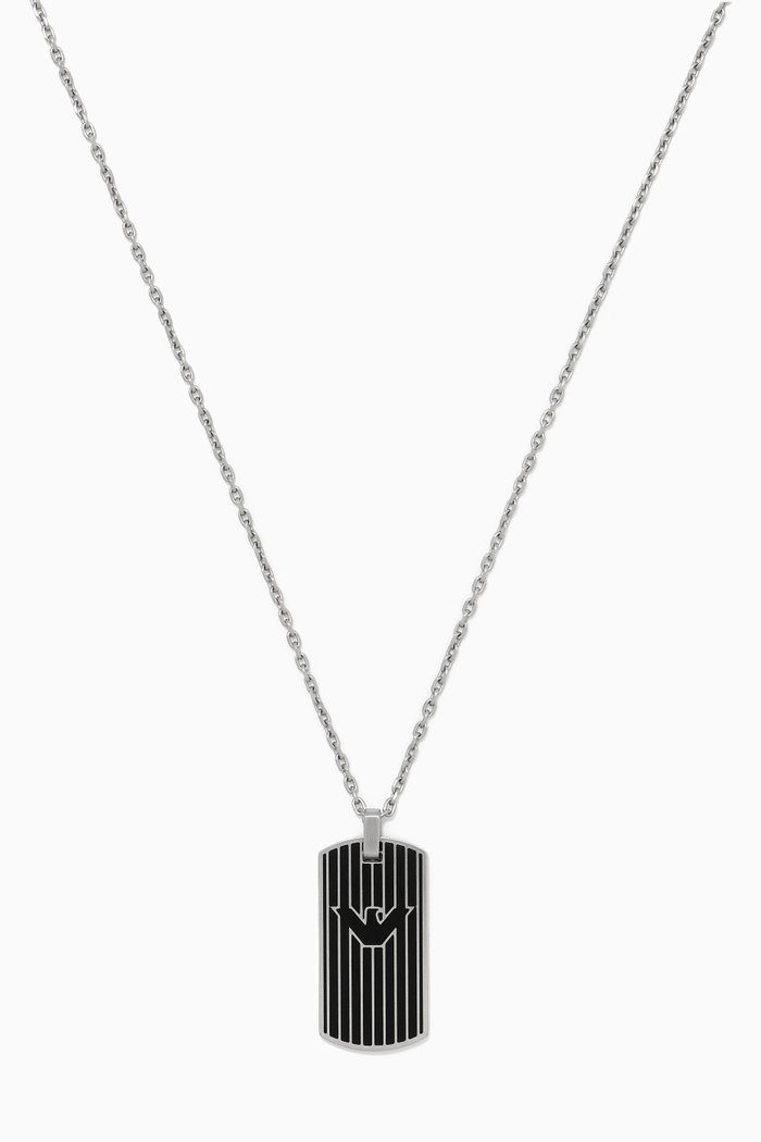 

Essential Dog Tag Necklace in Stainless Steel, Black