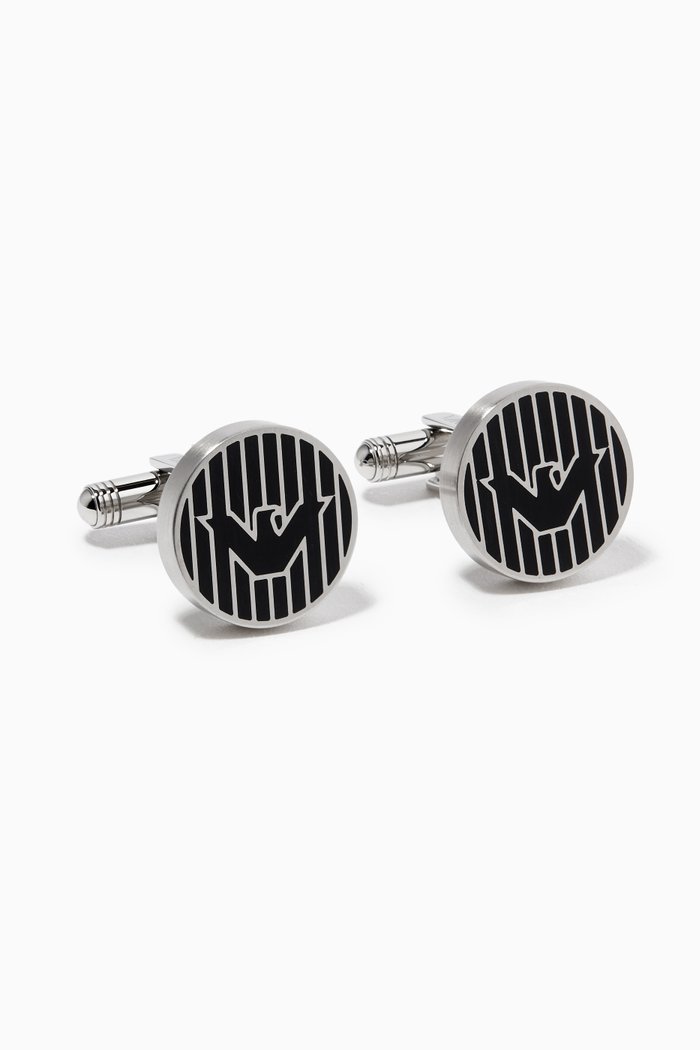 

EA Eagle Essential Cufflinks in Stainless Steel, Black