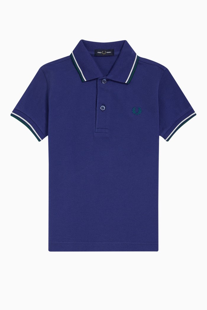 

Twin Tipped Cotton Piqué Polo, Blue