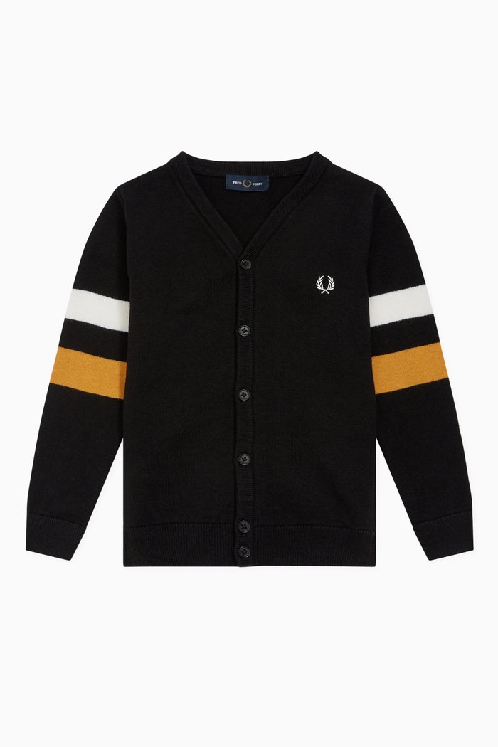 

Tipped Sleeve Cardigan, Black