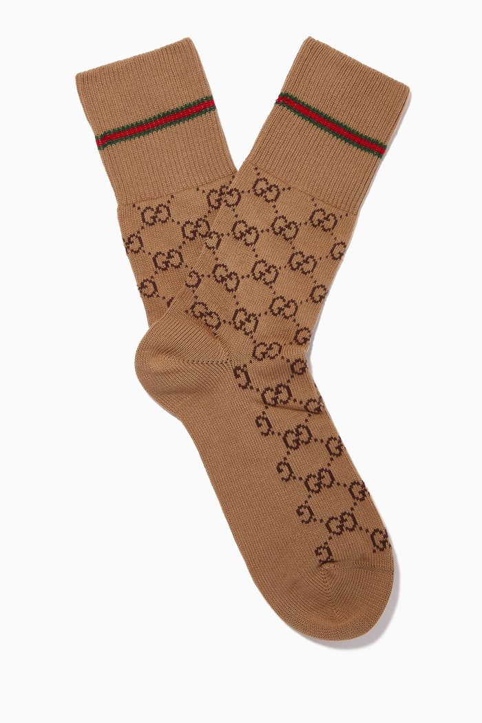 

GG Socks with Web in Stretch Cotton, Neutral