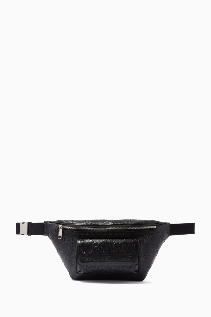 

GG Embossed Belt Bag in Leather, Black