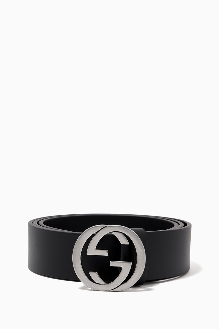 

Interlocking G Belt in Leather, Black