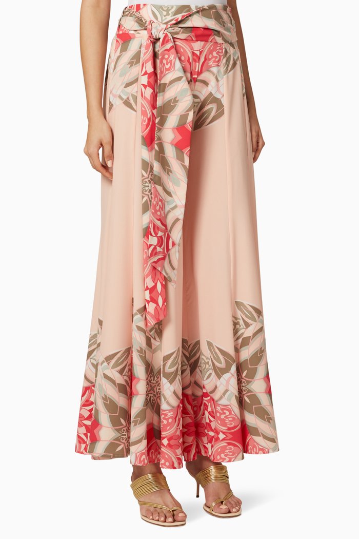 Flare Printed Pants, Pink
