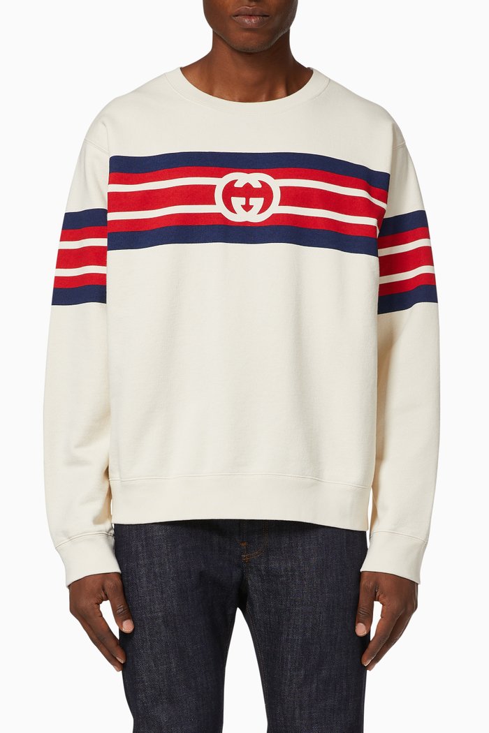 

Interlocking G Cotton Jersey Sweatshirt, Neutral