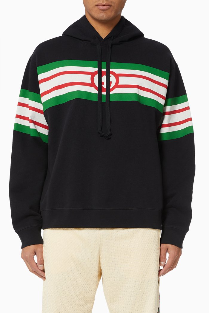 

Interlocking G Print Cotton Sweatshirt, Black