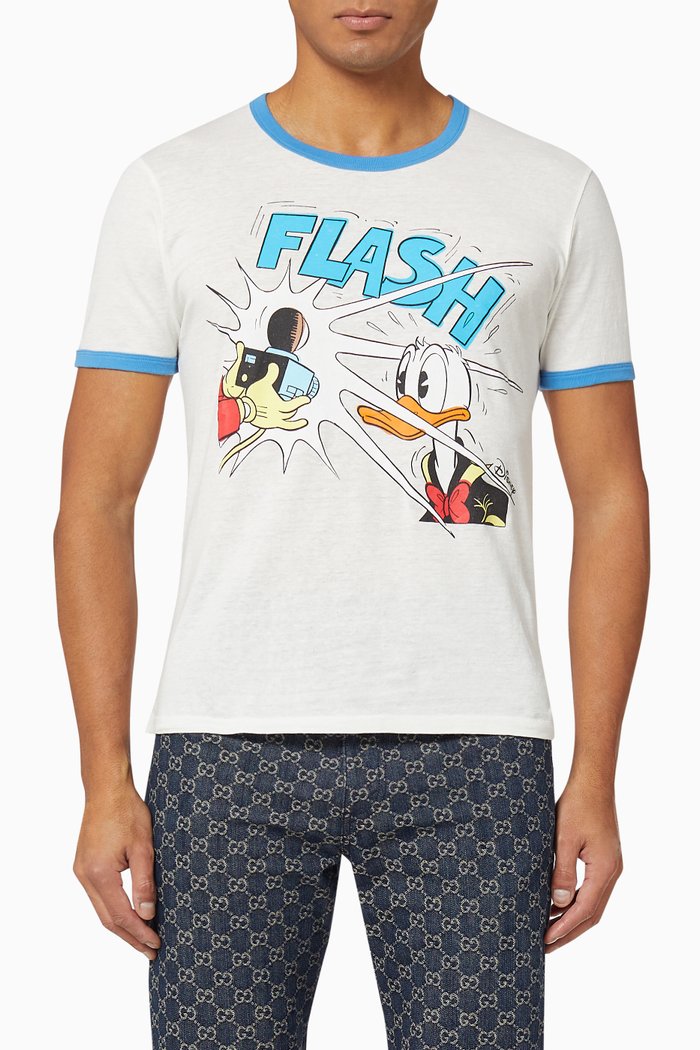 

x Disney Donald Duck Cotton Linen T-Shirt, White
