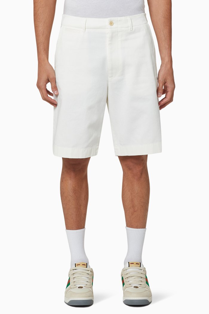 

Interlocking G Cotton Shorts, White