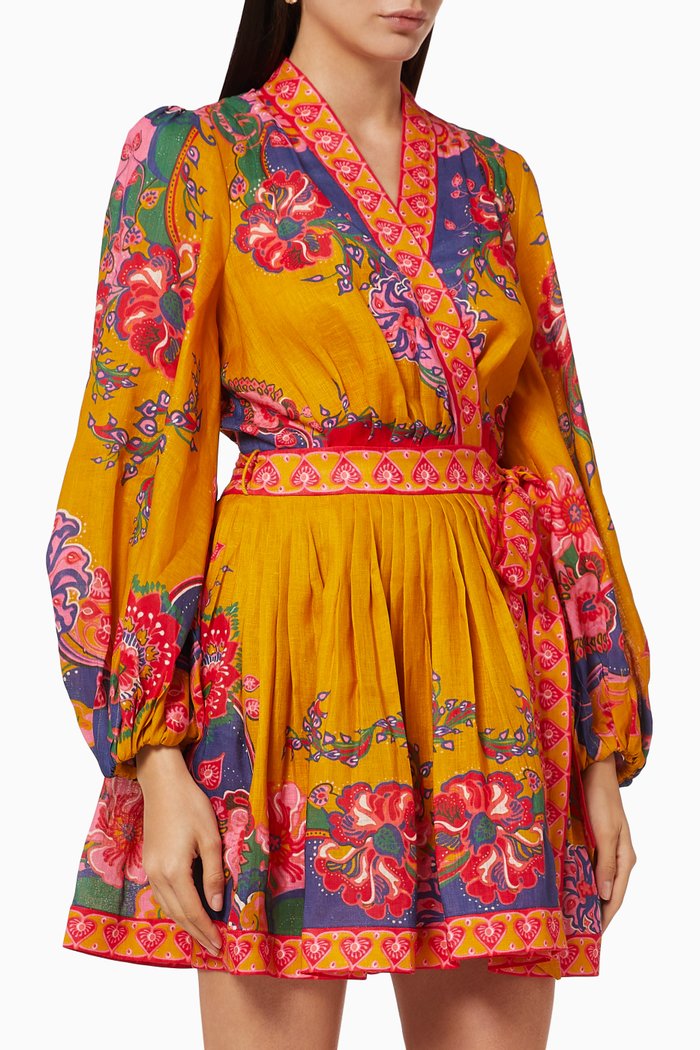 The Lovestruck Wrap Mini Dress, Yellow