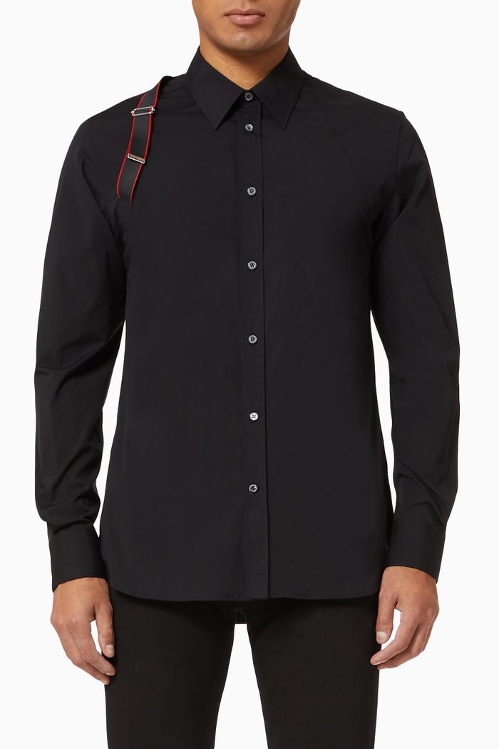 

Selvedge Harness Shirt in Stretch Cotton Poplin, Black