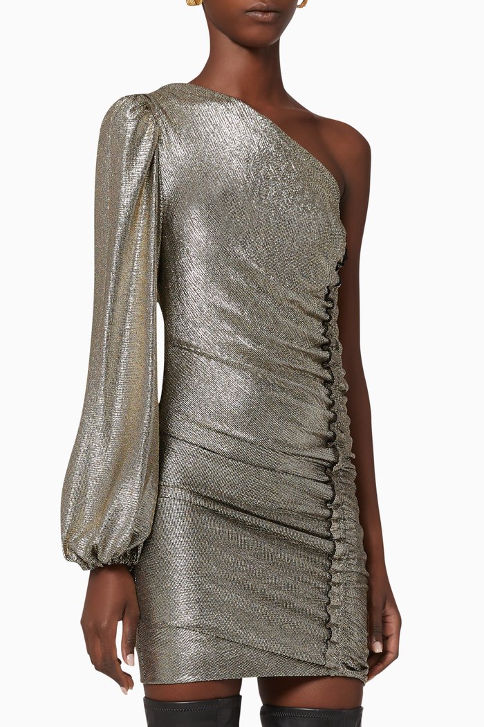 

Magnitudine Laminated Jersey Dress, Gold