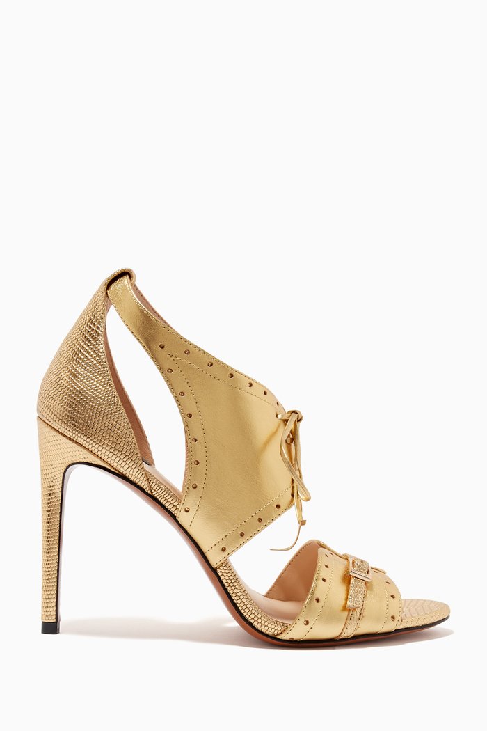 

Francine 1 Sandals in Laminated Leather, Gold