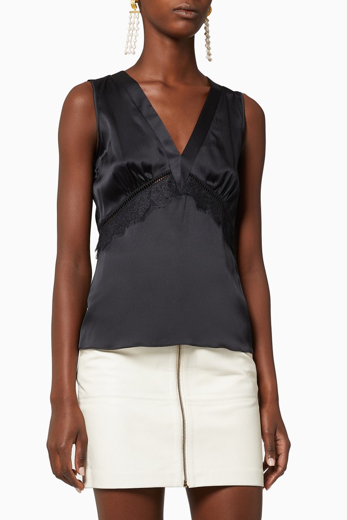 

Sabino Stretch Silk Satin Top, Black