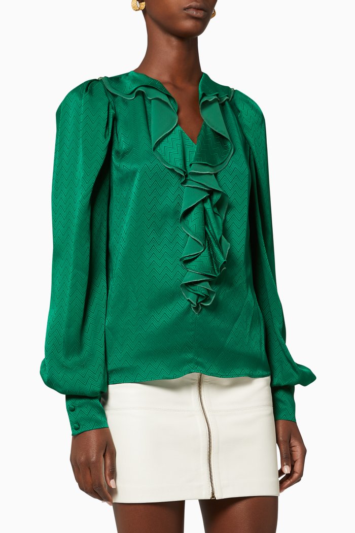 

Astrometria Silk Blend Blouse, Green