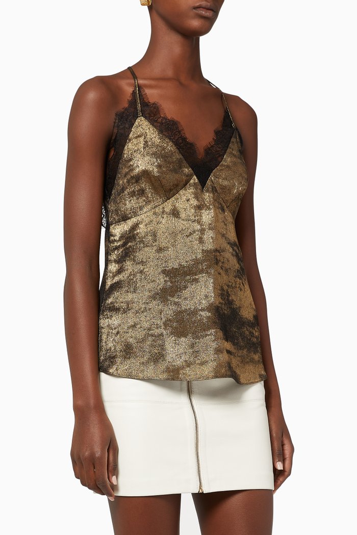 

Bartolo Lace & Crepe Lingerie Top, Black