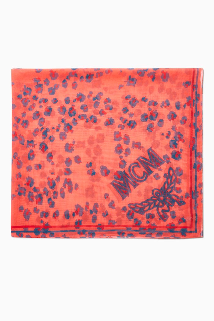 

Floral Leopard Shawl in Silk, Orange