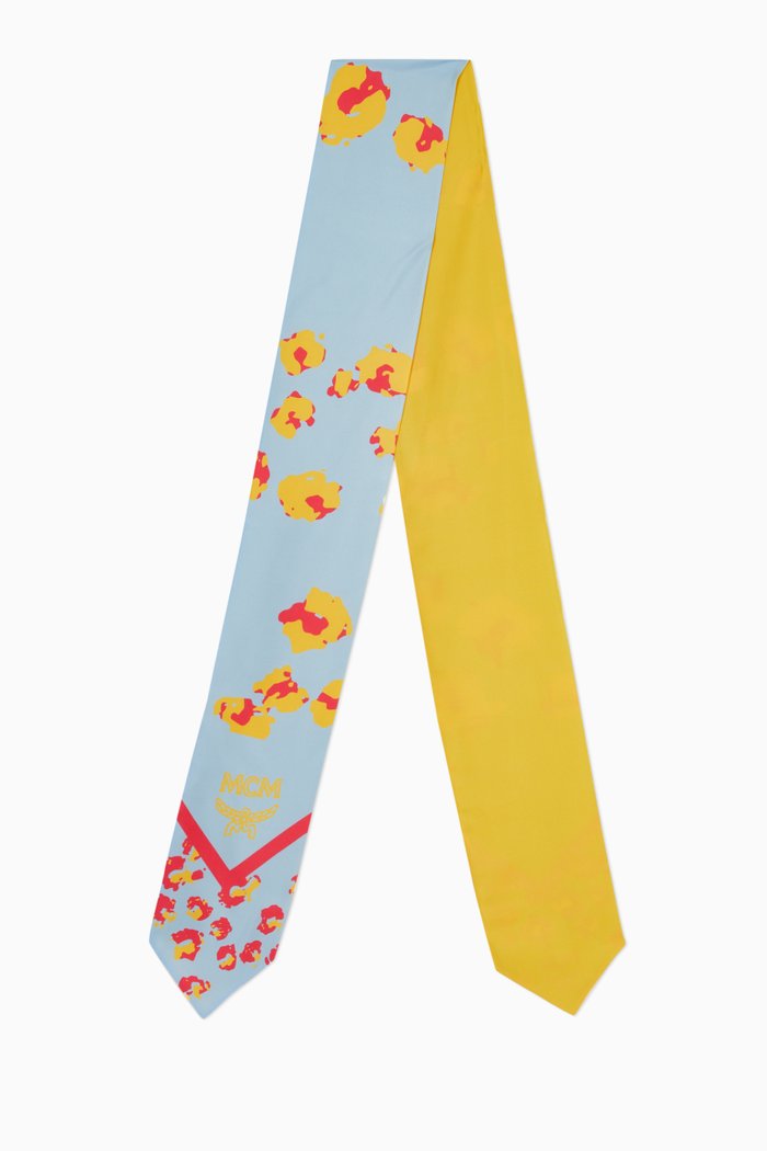 

Floral Leopard Scarf in Silk, Blue