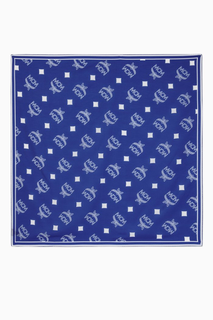

Monogram Print Scarf, Blue