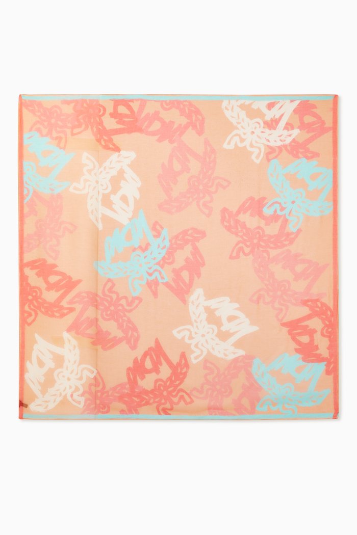 

Abstract Logo Print Shawl in Silk, Orange