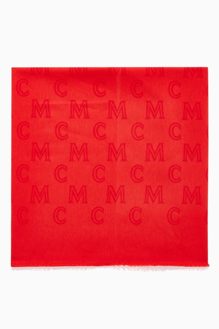 

Monogram Print Stole in Cotton, Red