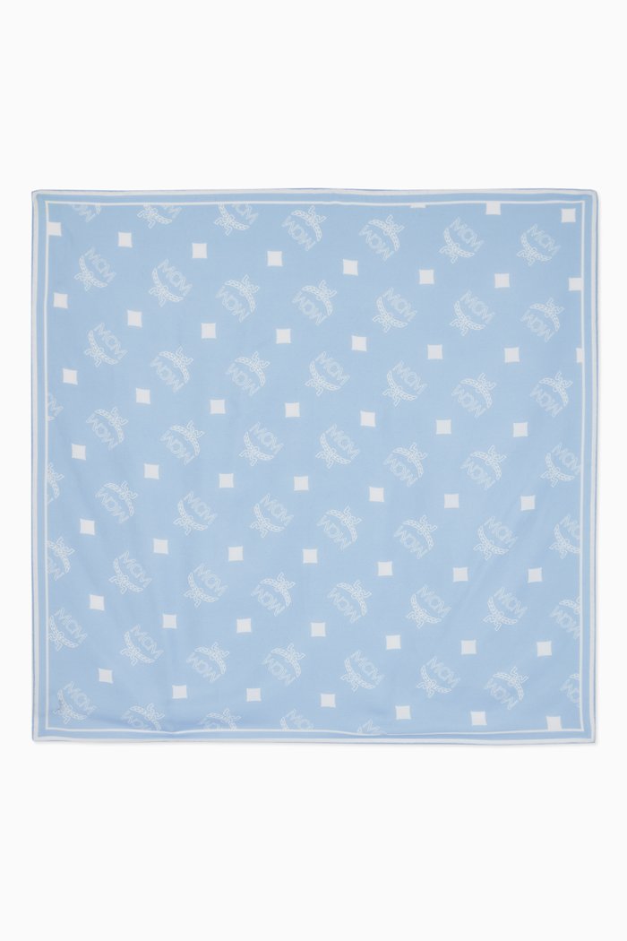 

Monogram Print Scarf, Blue
