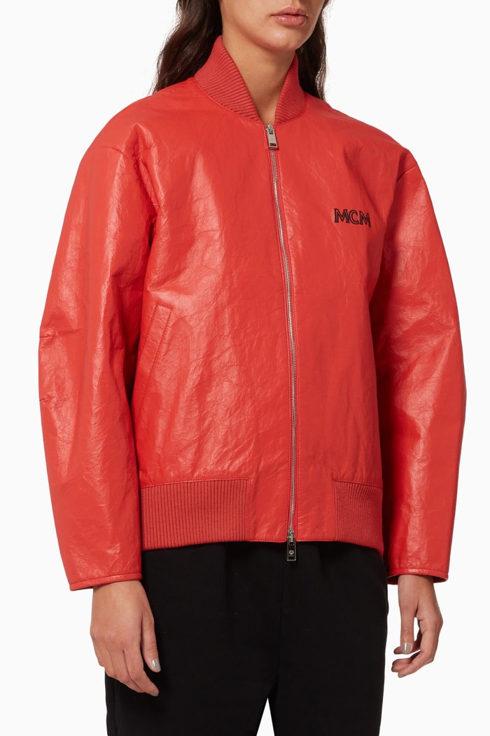

Bomber Leather Jacket, Red