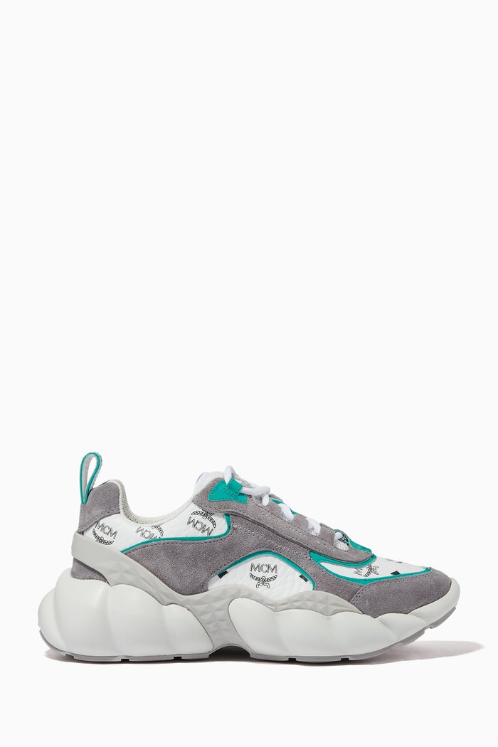 

Himmel Low-Top Sneakers in Leather & Visetos, Silver