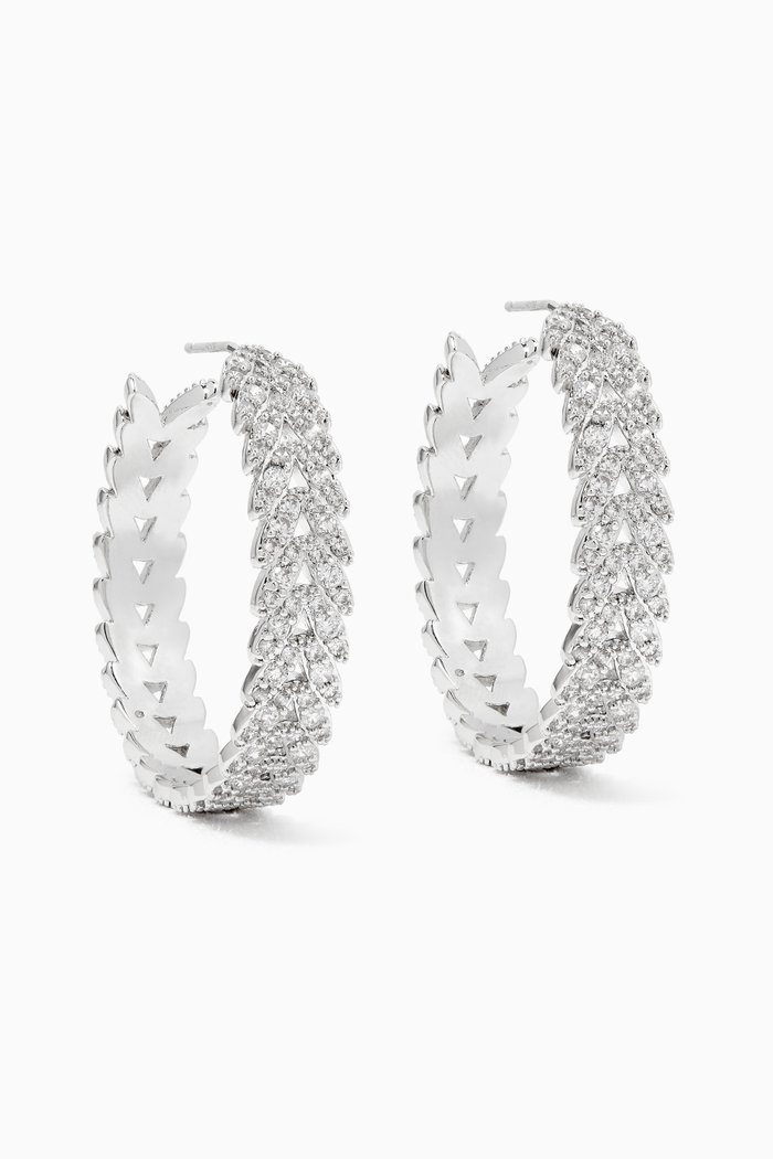

Laurel Pavé Hoop Earrings, Silver