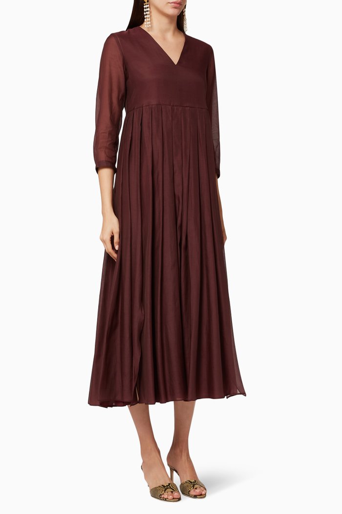 

Corolla Silk Dress, Burgundy