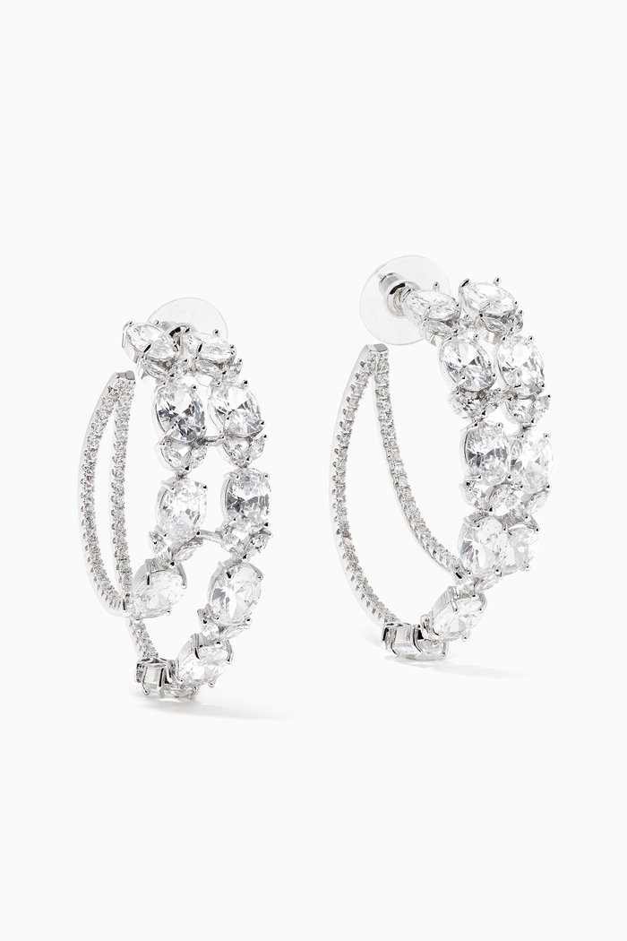 

Florette Staggered Hoop Earrings, Silver