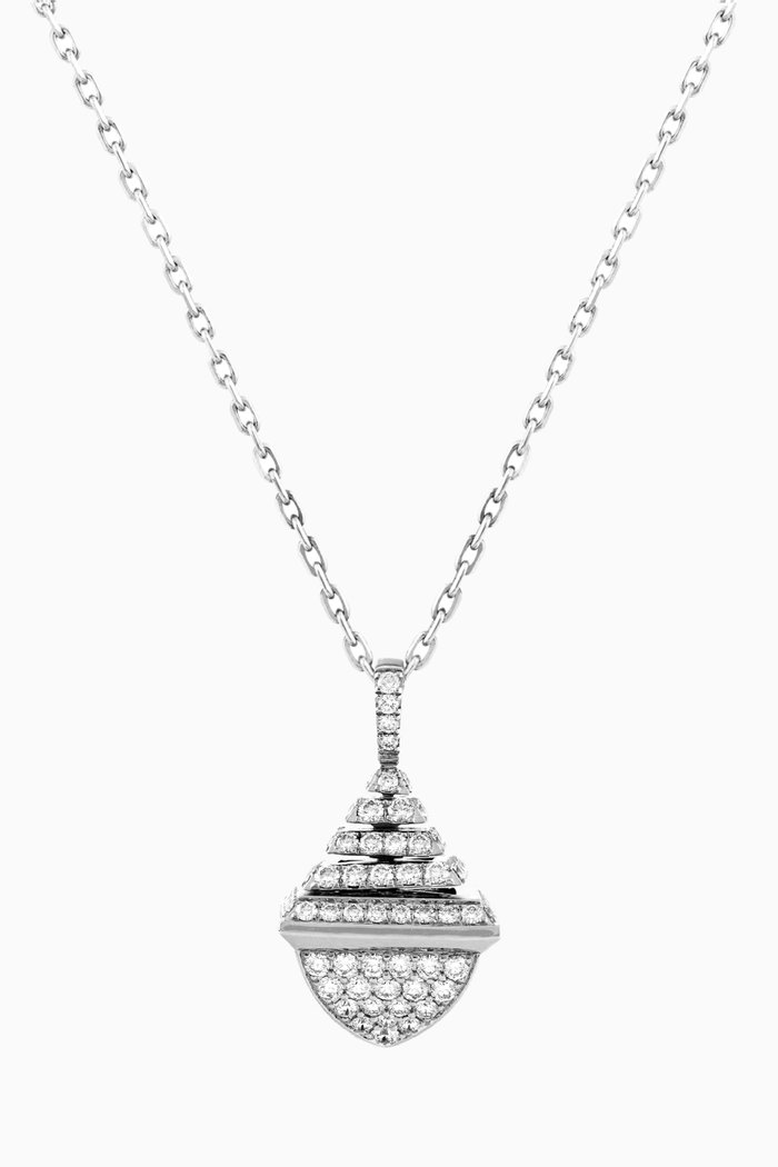 Cleo Rev Diamond Midi Pendant Necklace in 18kt White Gold, Silver