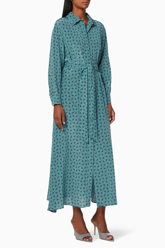 Ornella Silk Dress, Blue